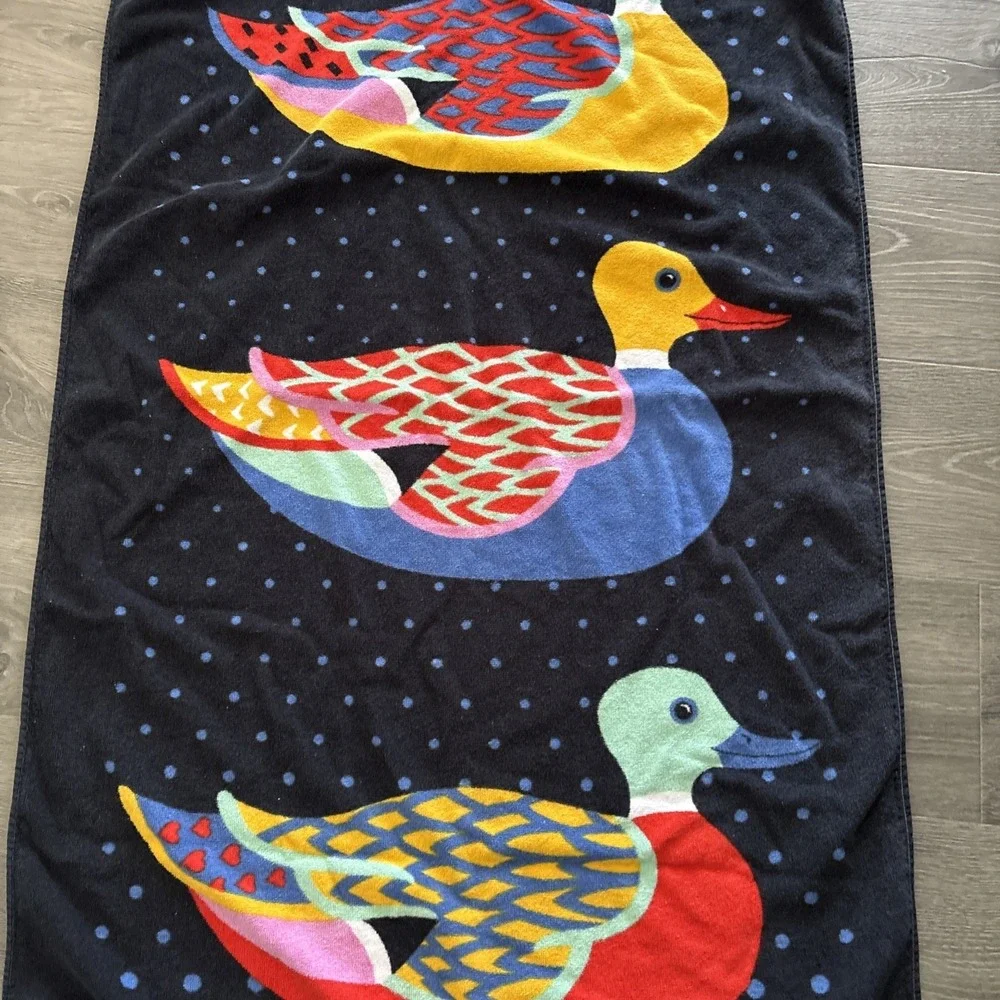 Terrimondo Beach Towel Mallard Ducks Polka dot Cotton June Sobel art Retro Isrea
